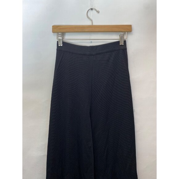 Herve Leger Paris Black Wide Leg Pants Elastic Waist Open Split Sides Size Large - Picture 2 of 10